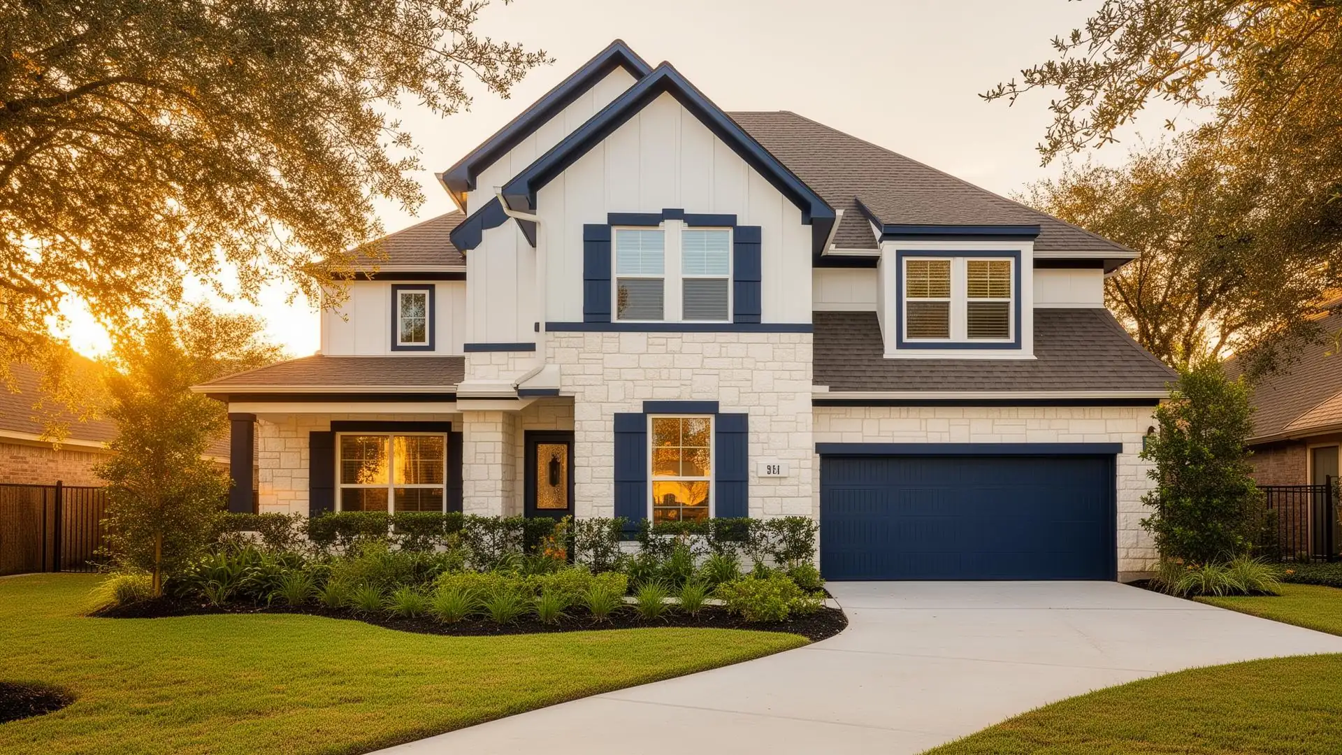 Freshly painted Houston home exterior